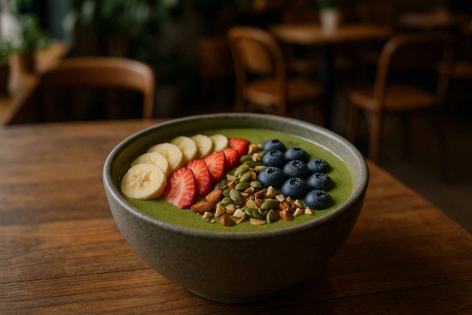 Illustration af matcha bowl café