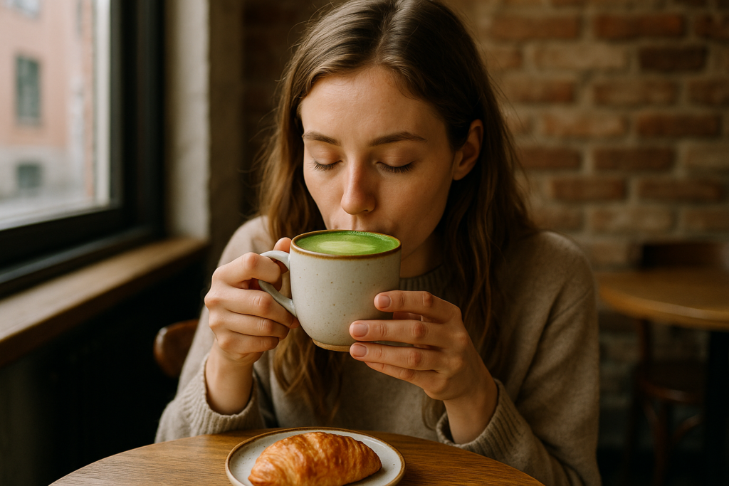 Illustration af matcha café aarhus