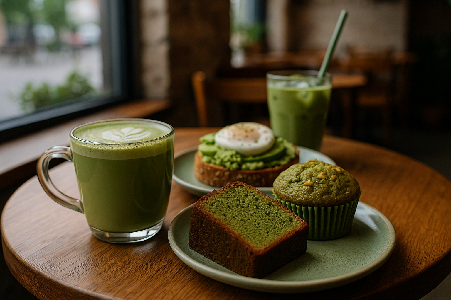 Illustration af matcha café brunch