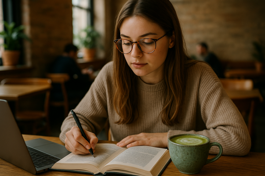 Illustration af matcha café for studerende