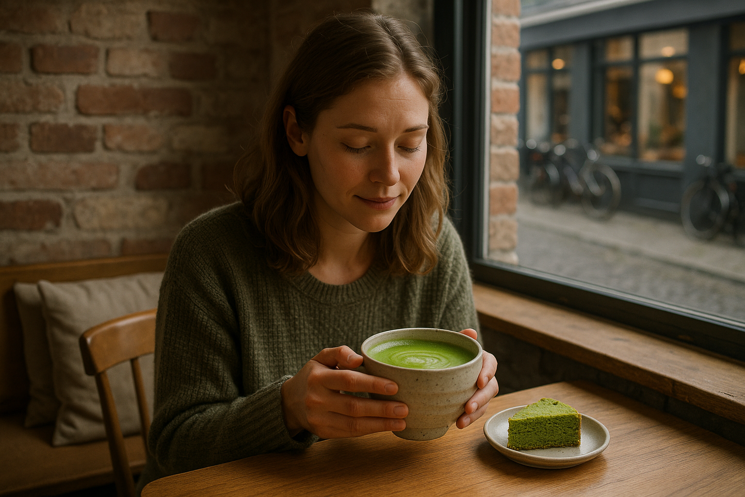 Illustration af matcha café oplevelse