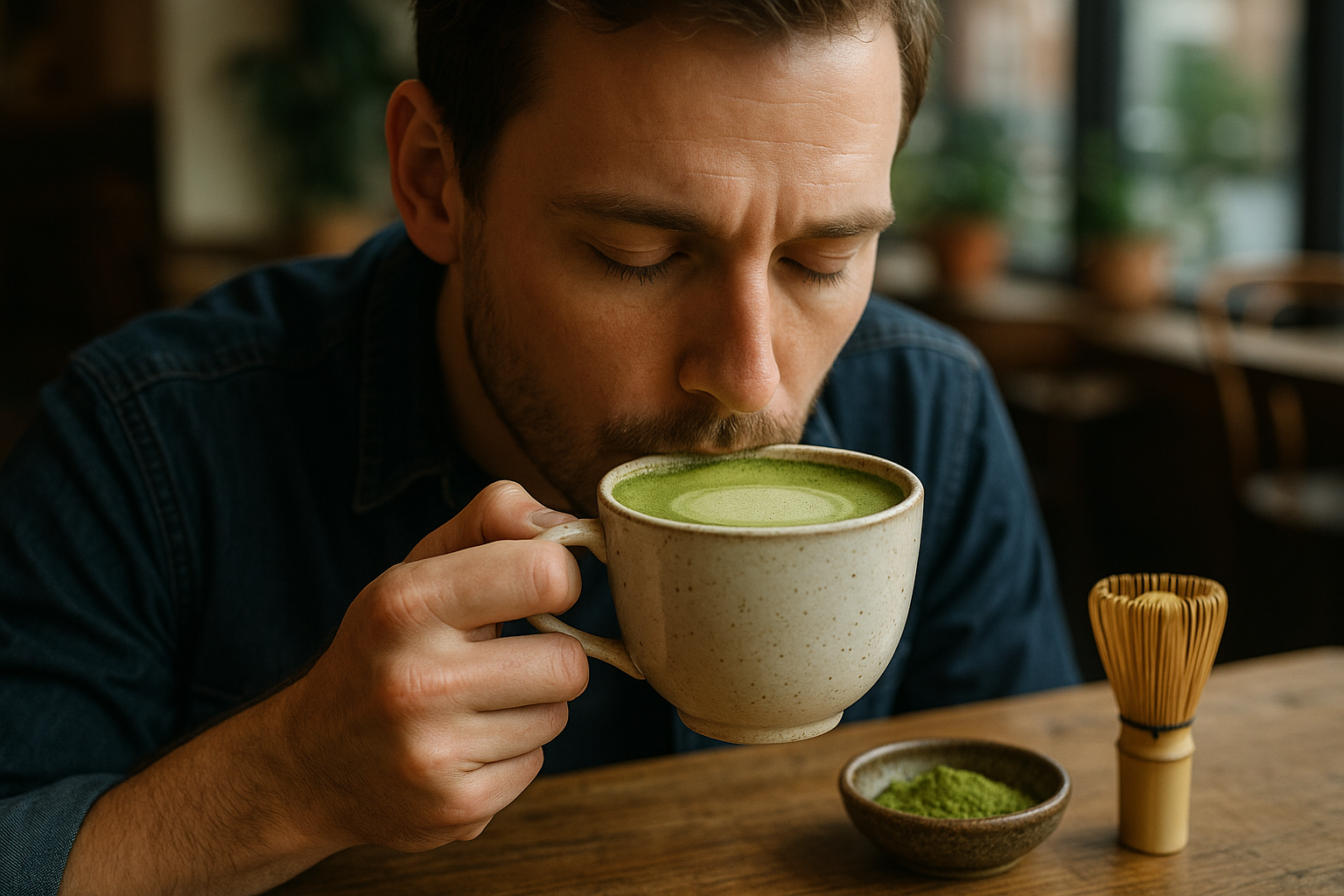 Illustration af matcha for kaffeelskere