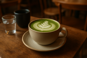 Illustration af matcha latte favorit