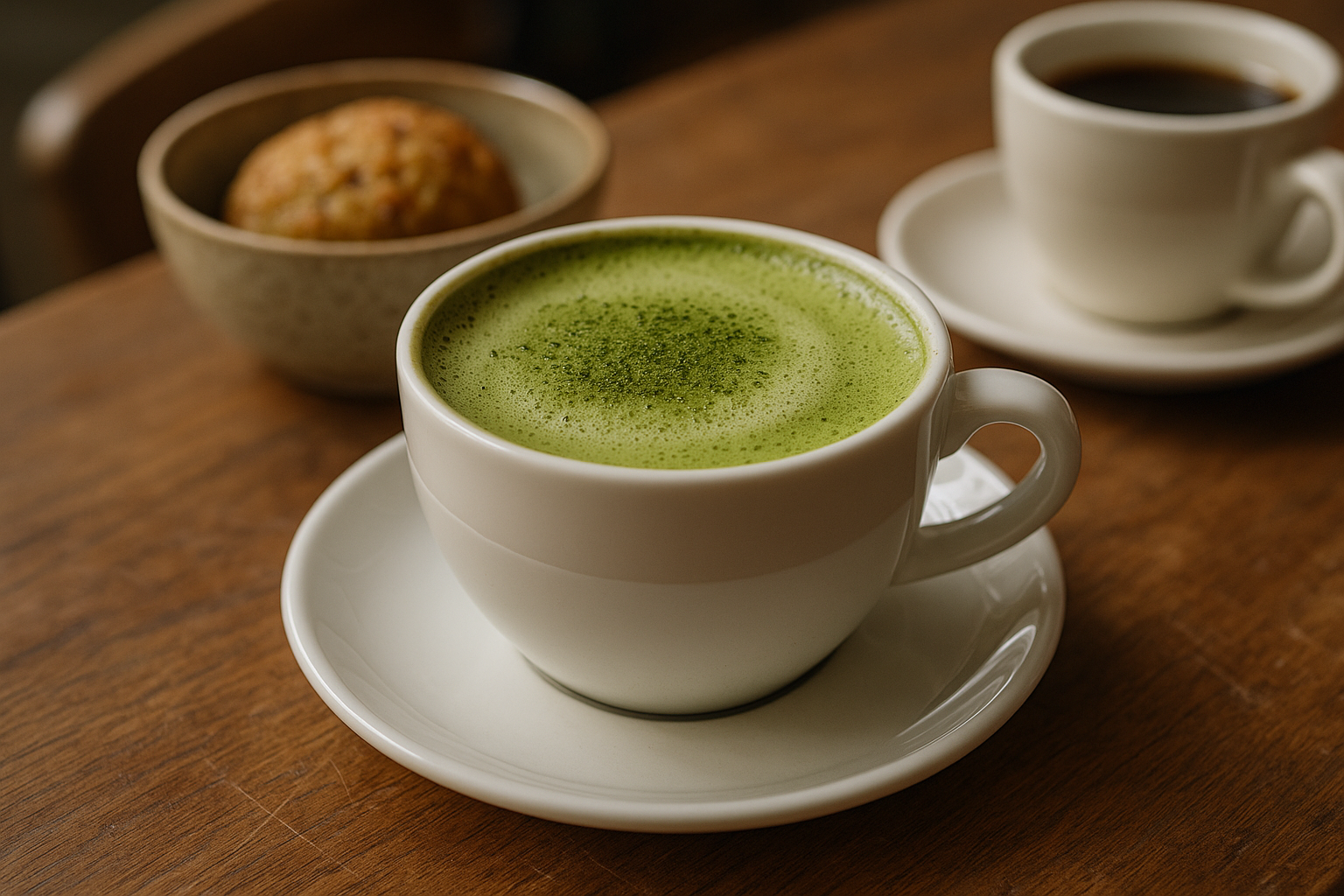 Illustration af matcha og langsom koffein