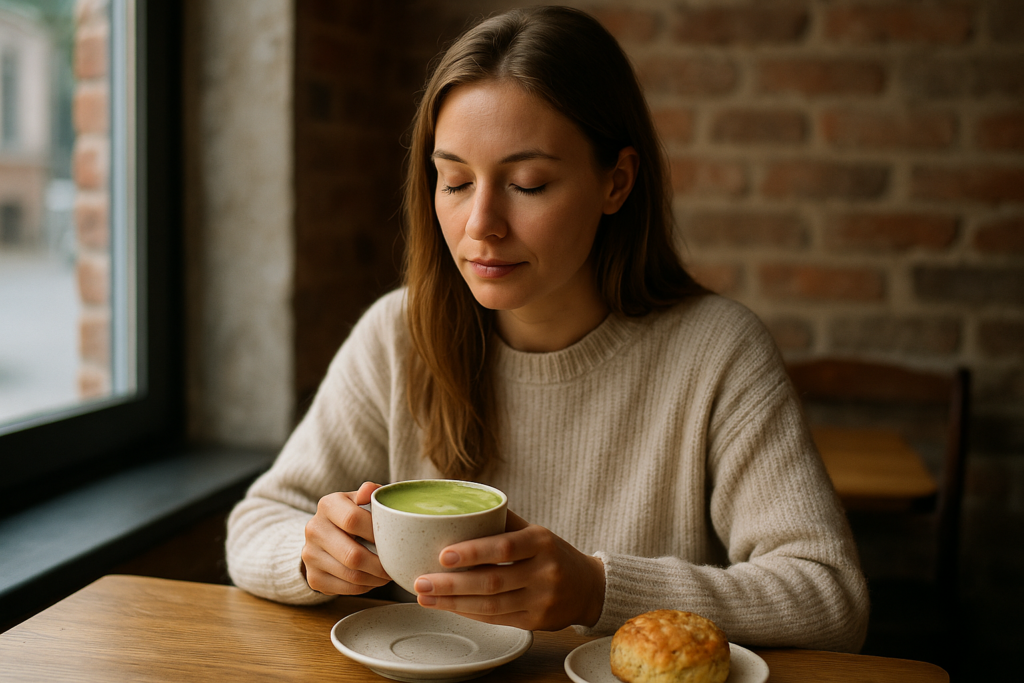 Illustration af matcha pause i hverdagen