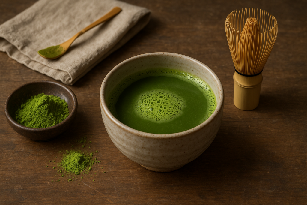 Illustration af matcha ritual i hverdagen