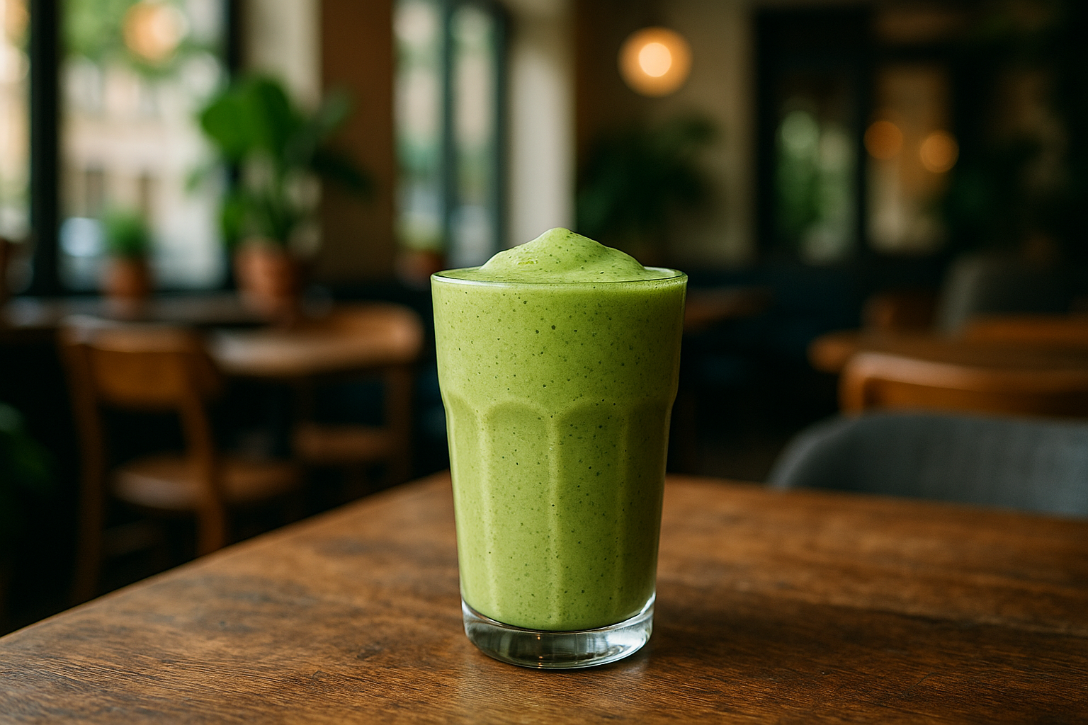 Illustration af matcha smoothie café