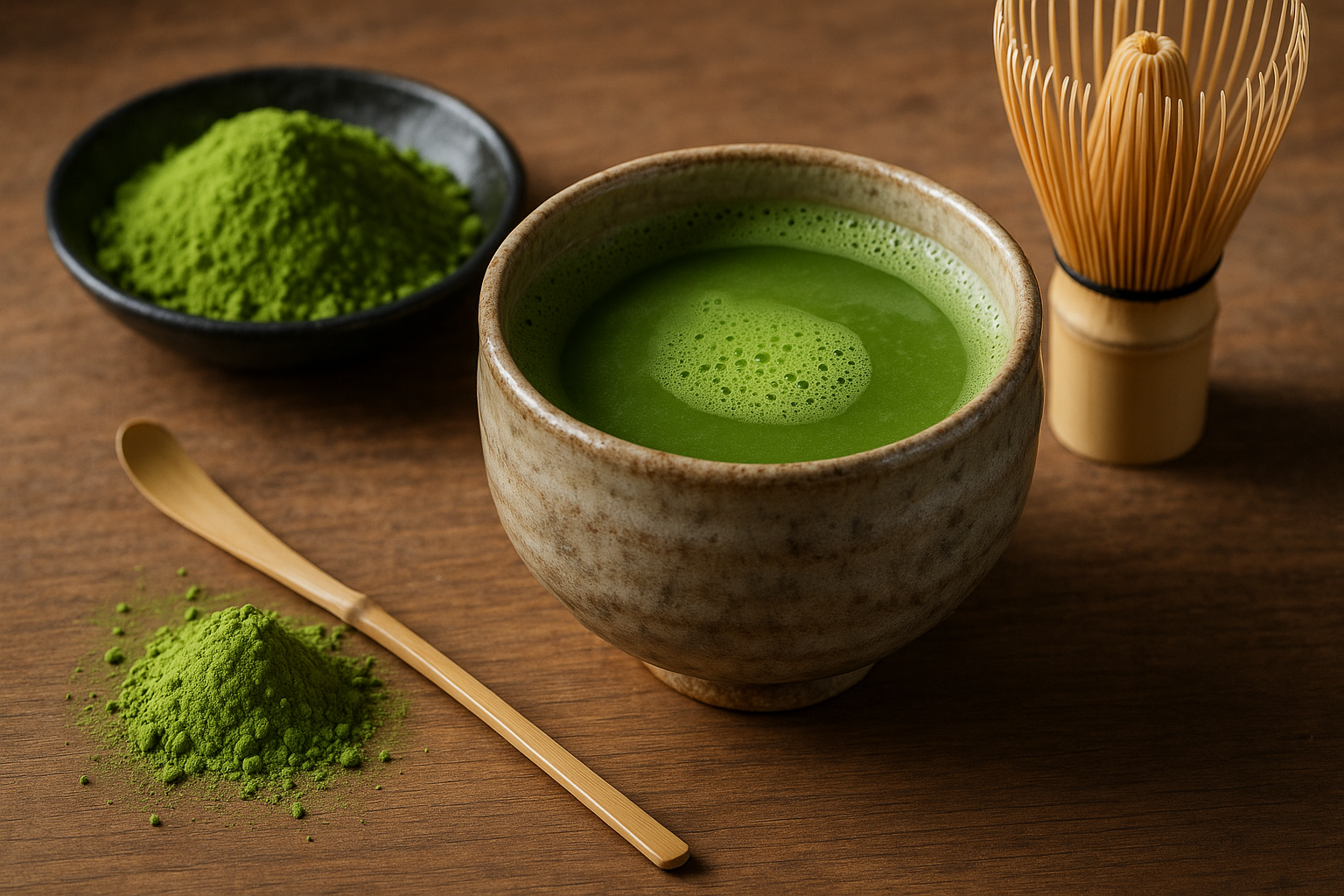 Illustration af matcha som fokusdrik