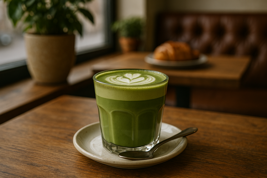 Illustration af matcha som kaffeerstatning