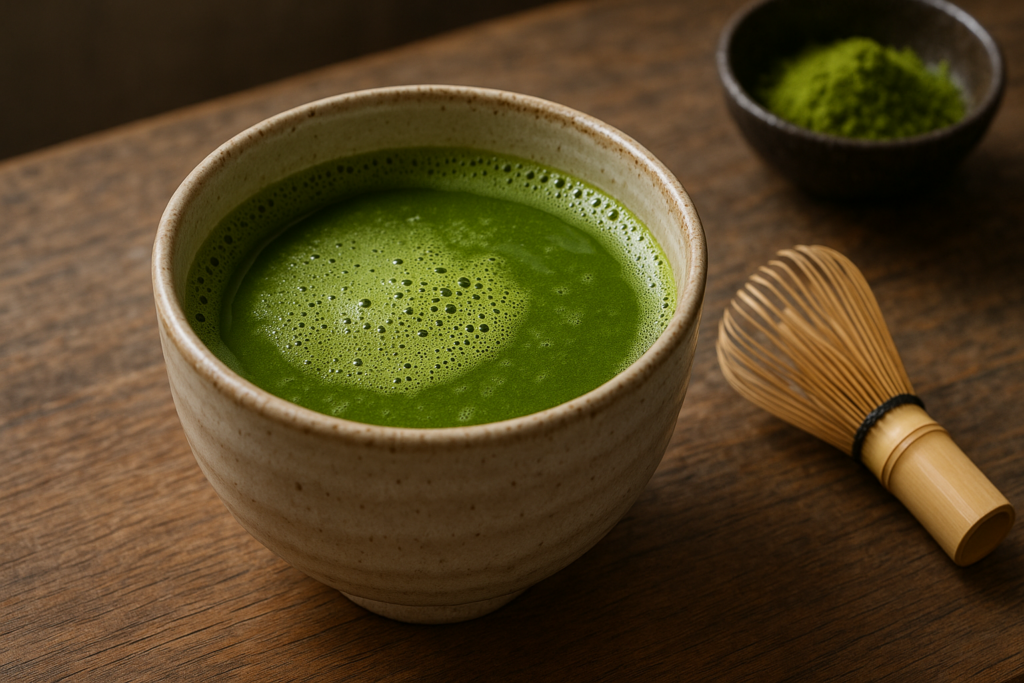 Illustration af matcha som mindful drik