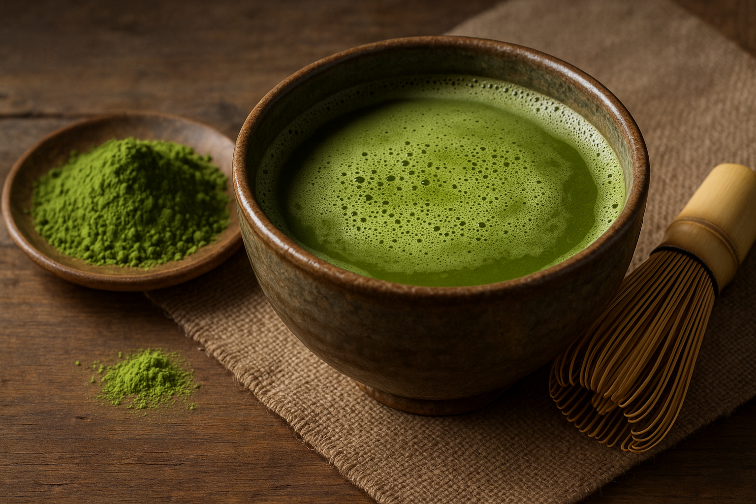 Illustration af matcha som sund drik