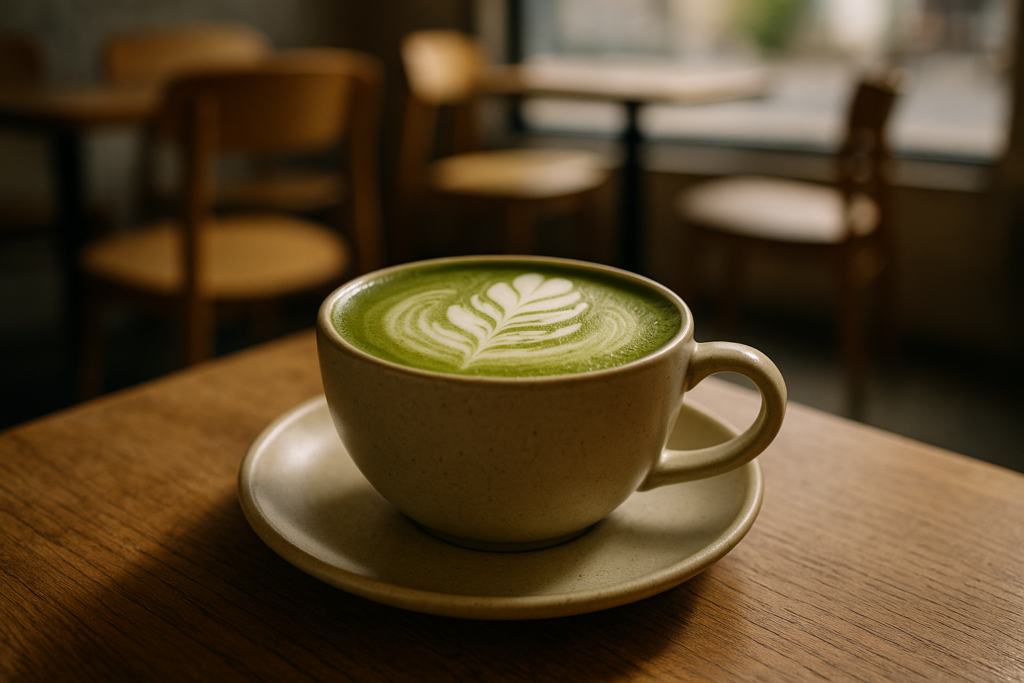 Illustration af matcha til eftermiddagsdrik