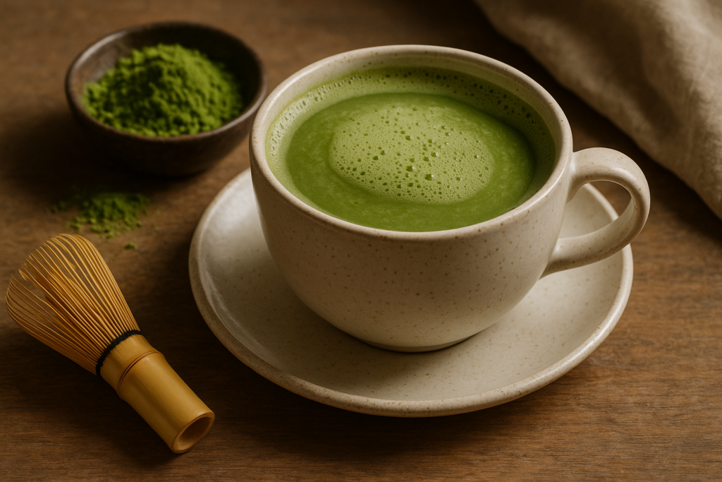 Illustration af matcha til morgen energi