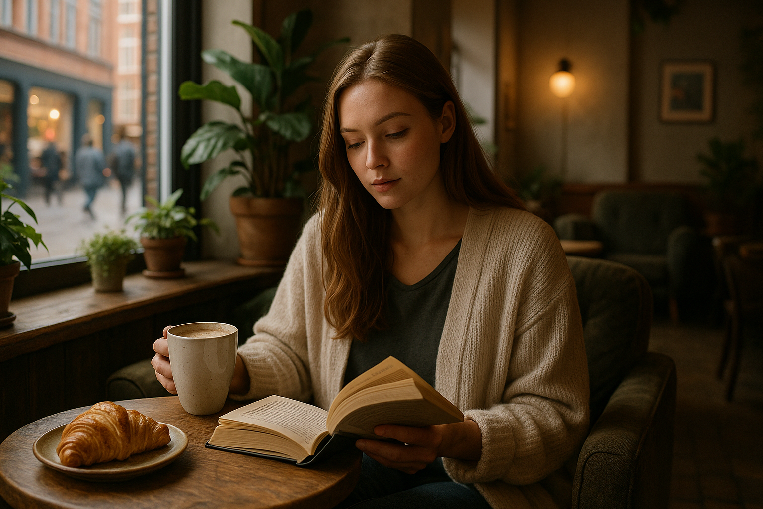 Illustration af rolig café aarhus centrum