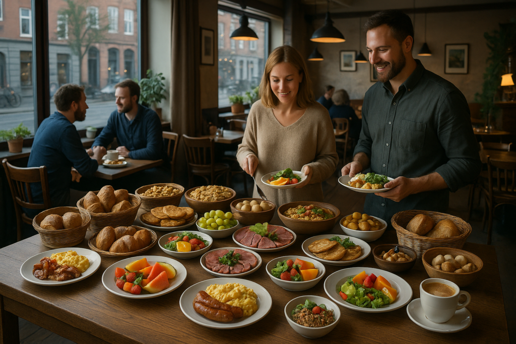 Illustration af buffet brunch