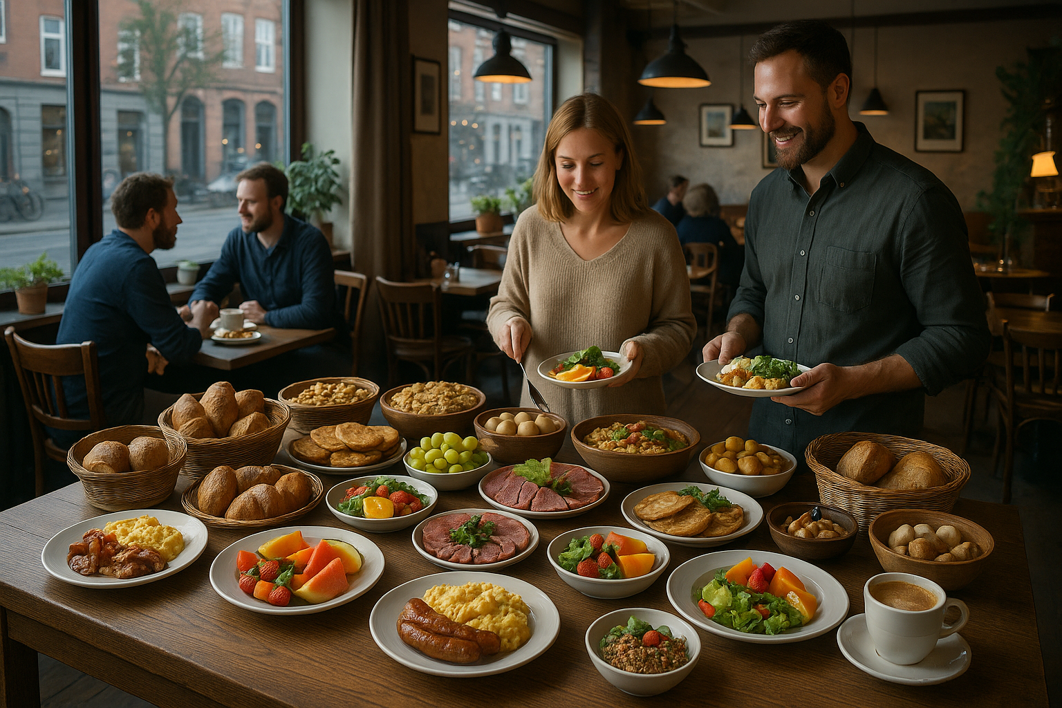 Illustration af buffet brunch