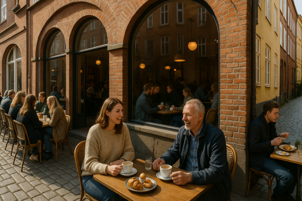 Illustration af cafe i aarhus