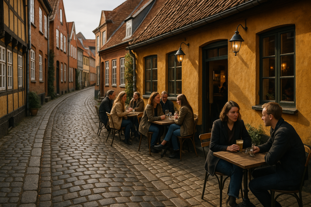 Illustration af café latinerkvarteret aarhus