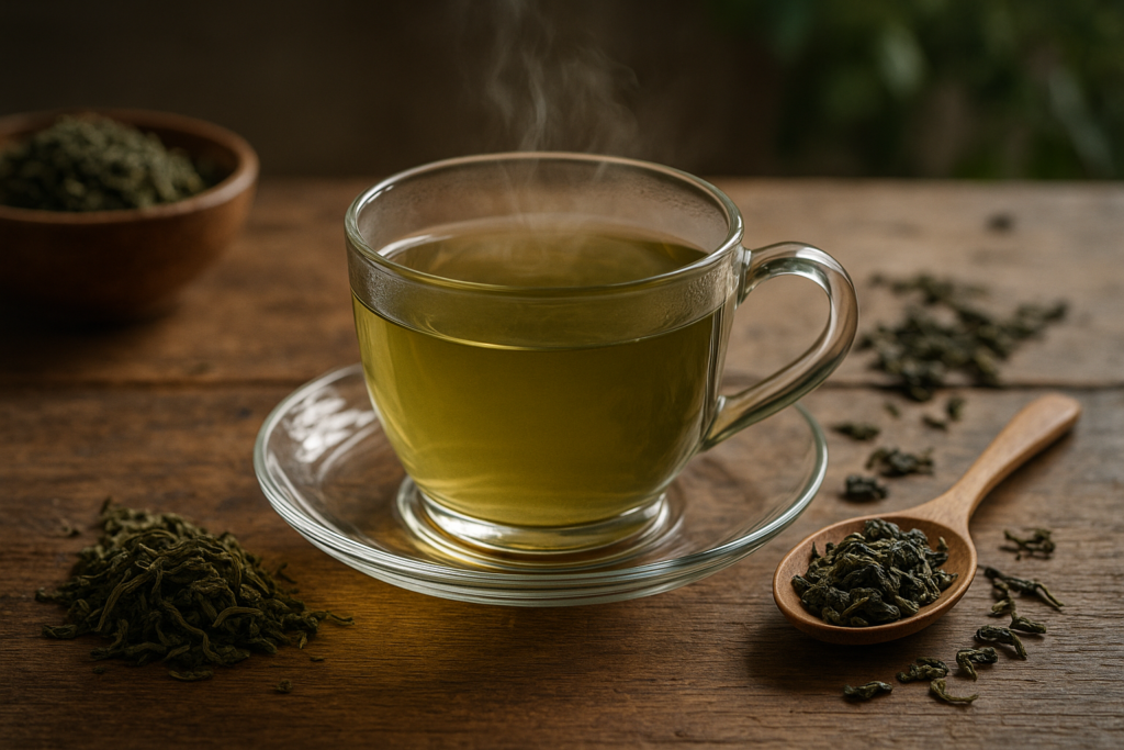 Illustration af er der koffein i grøn te