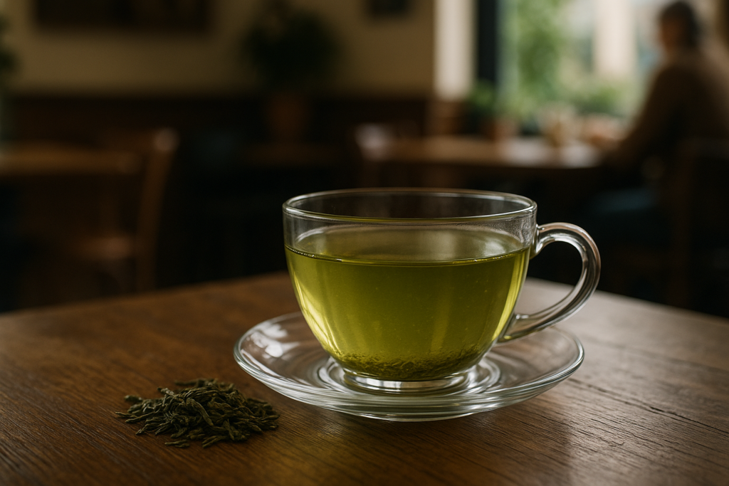 Illustration af er grøn te vanddrivende