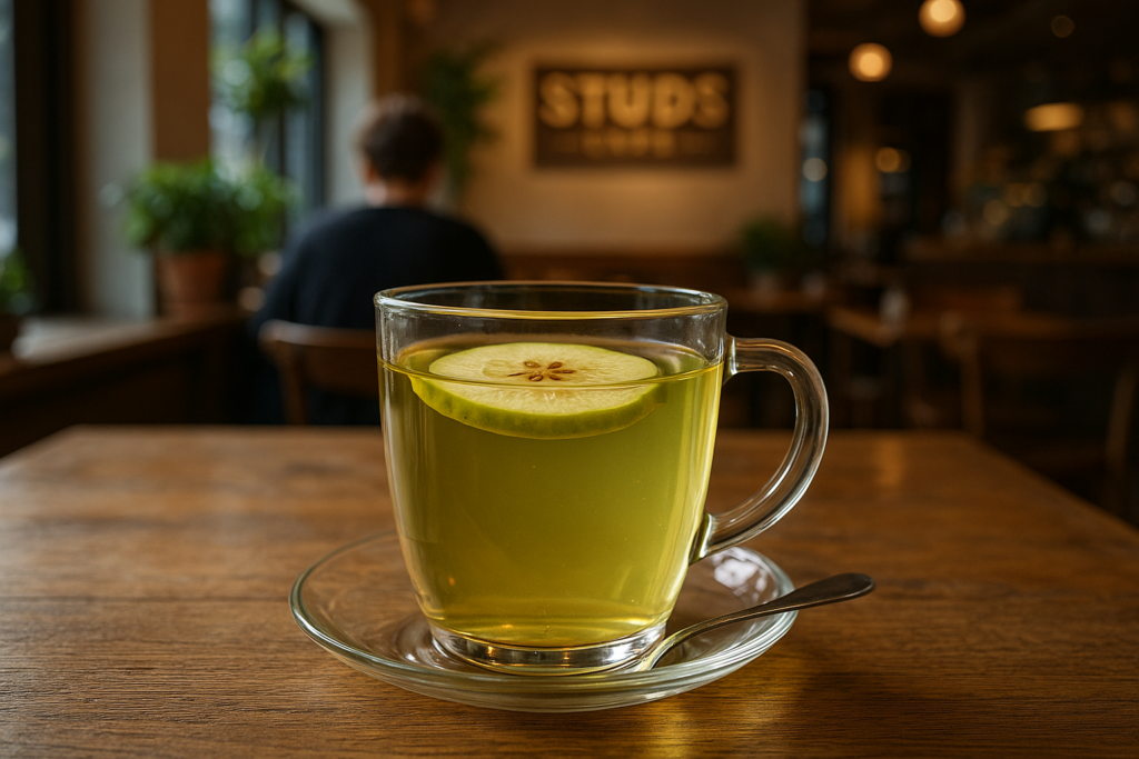 Illustration af grøn kvæde te