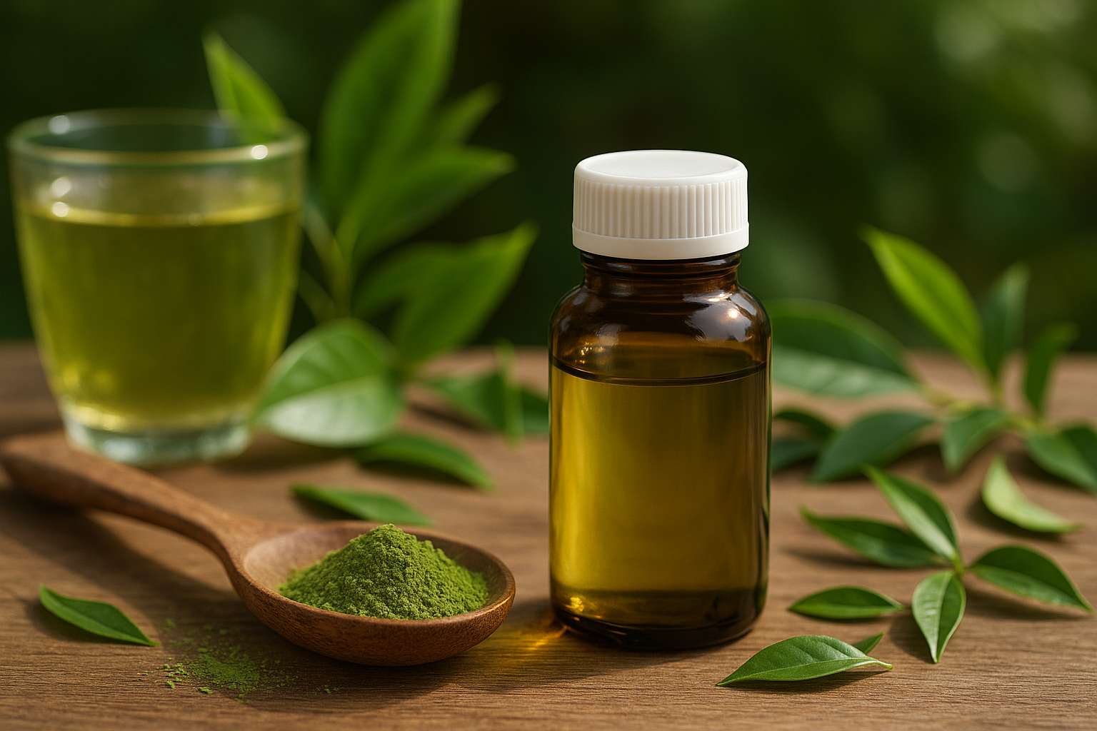 Illustration af grøn te ekstrakt virkning