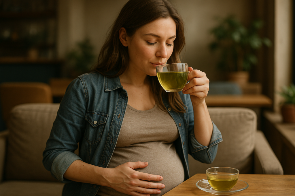 Illustration af grøn te gravid