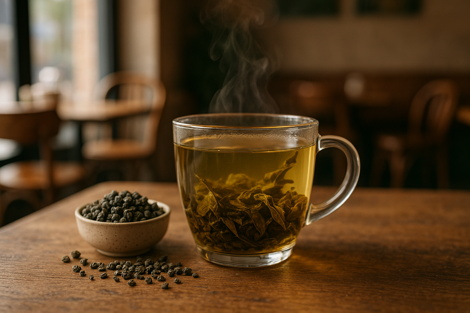 Illustration af grøn te gunpowder