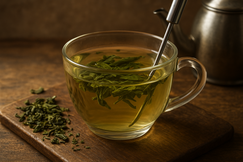 Illustration af grøn te temperatur