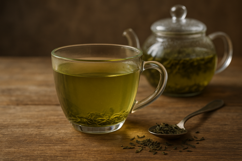 Illustration af grøn te trækketid