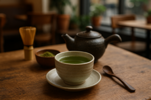 Illustration af japansk grøn te