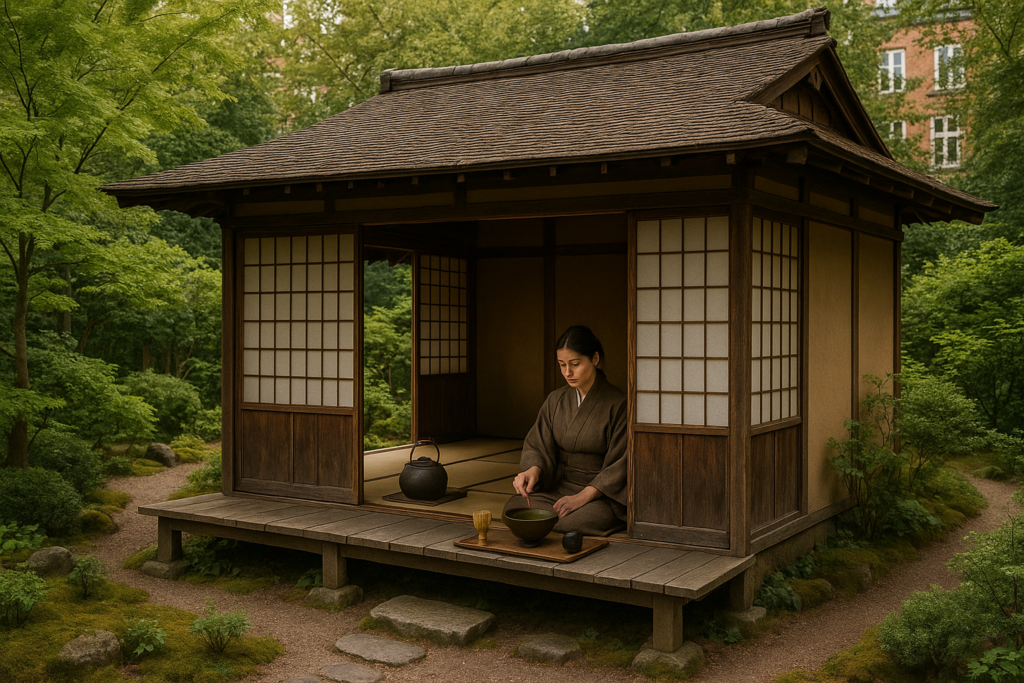 Illustration af japansk tehus