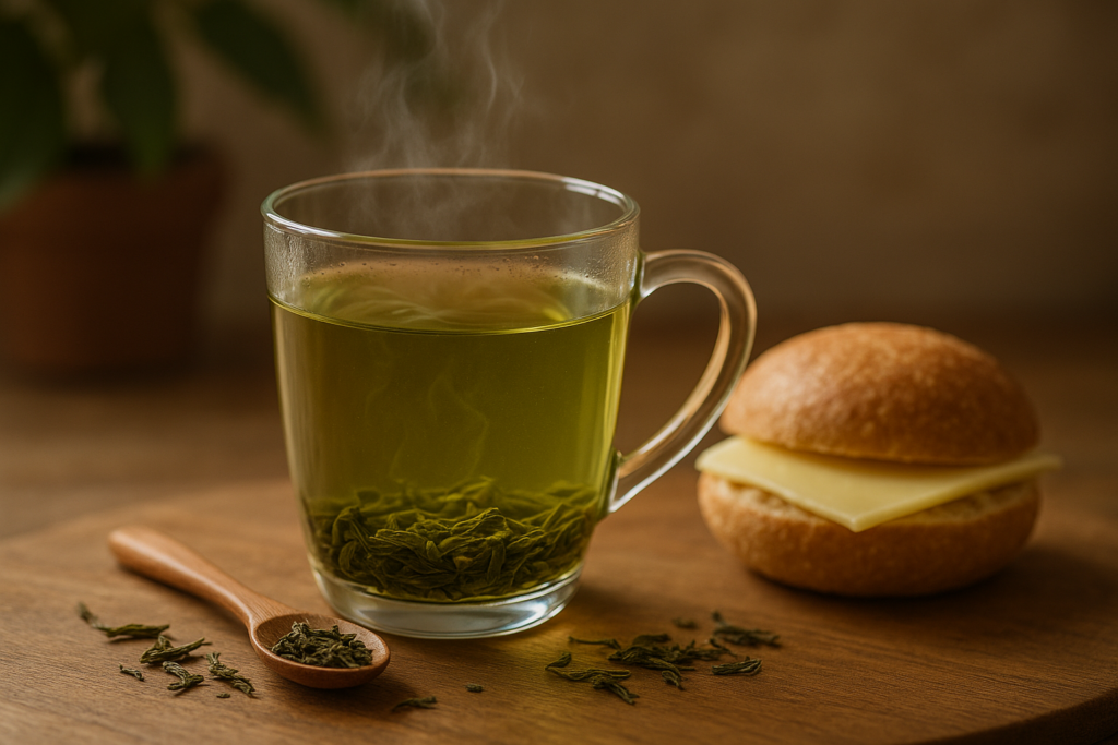 Illustration af koffein i grøn te