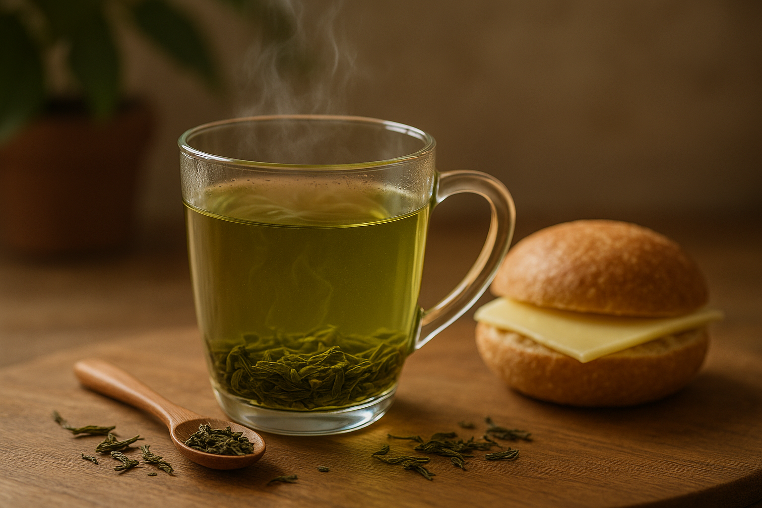 Illustration af koffein i grøn te