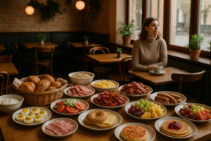 Illustration af brunch-buffet aarhus hverdag