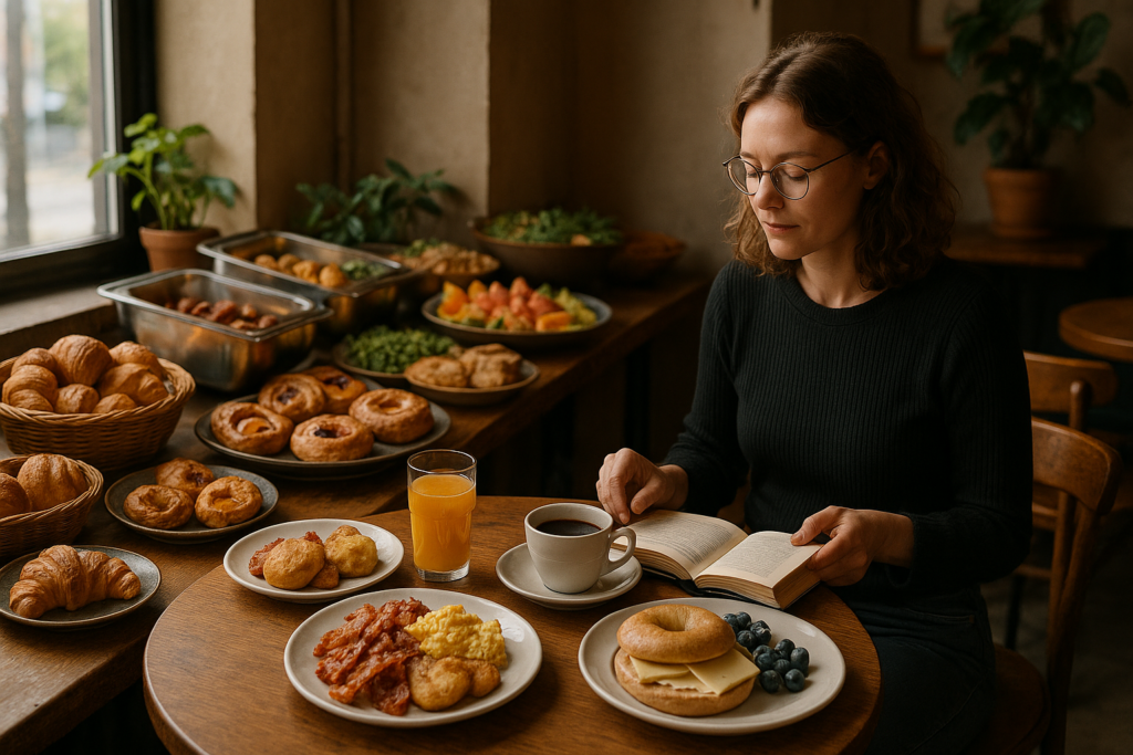 Illustration af brunch buffet hverdage