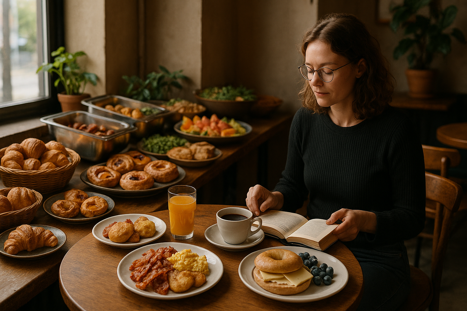 Illustration af brunch buffet hverdage