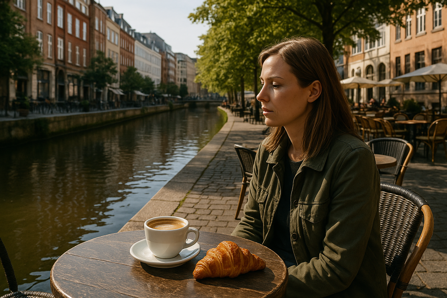 Illustration af café ved åen aarhus