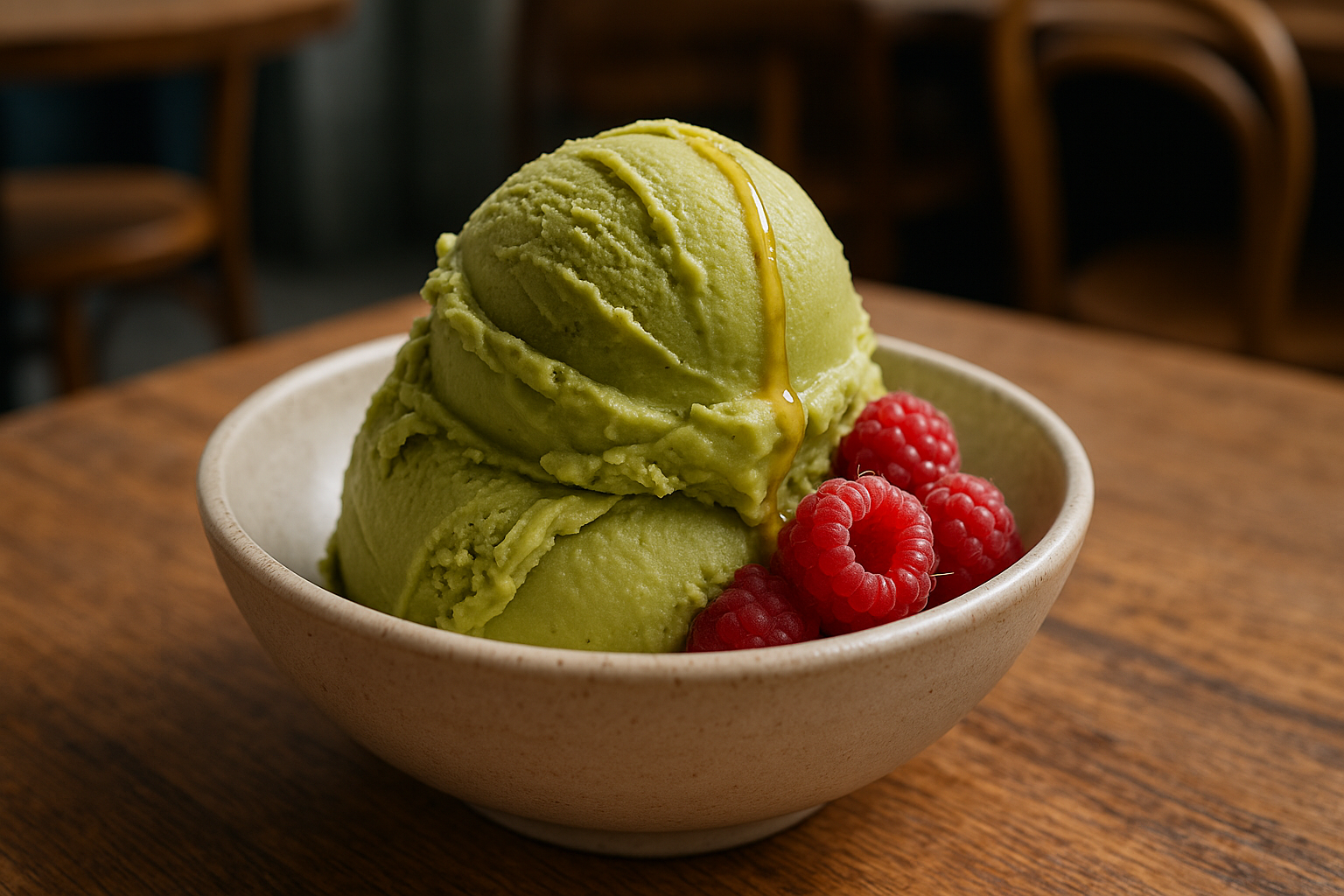 Illustration af grøn te is