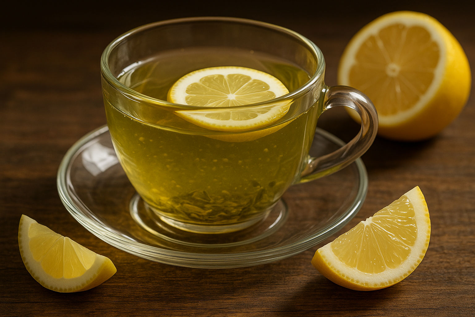 Illustration af grøn te med citron