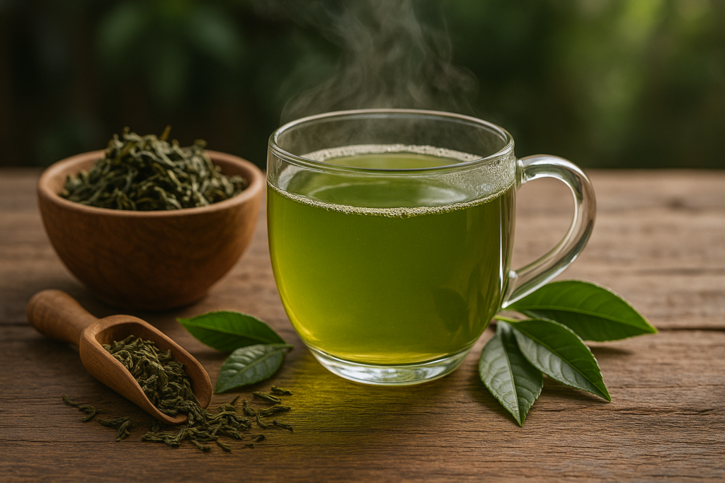 Illustration af grøn te slanker