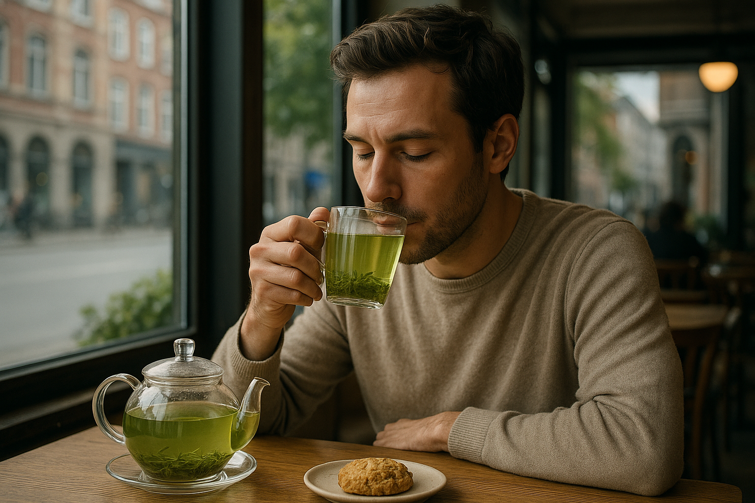 Illustration af grøn te vanddrivende