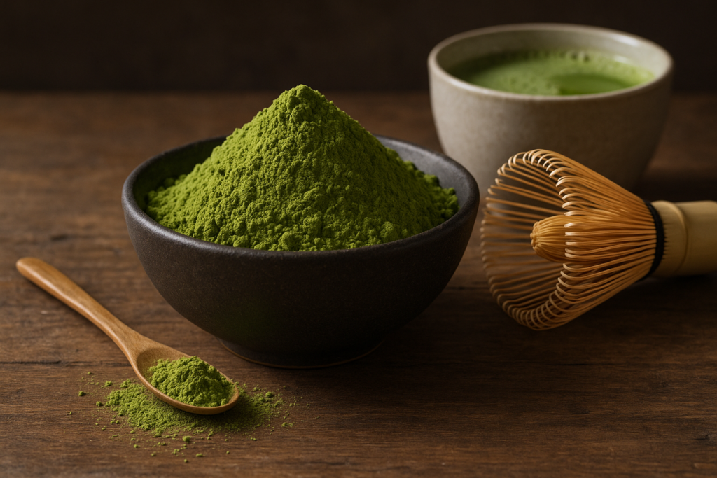 Illustration af matcha green tea powder