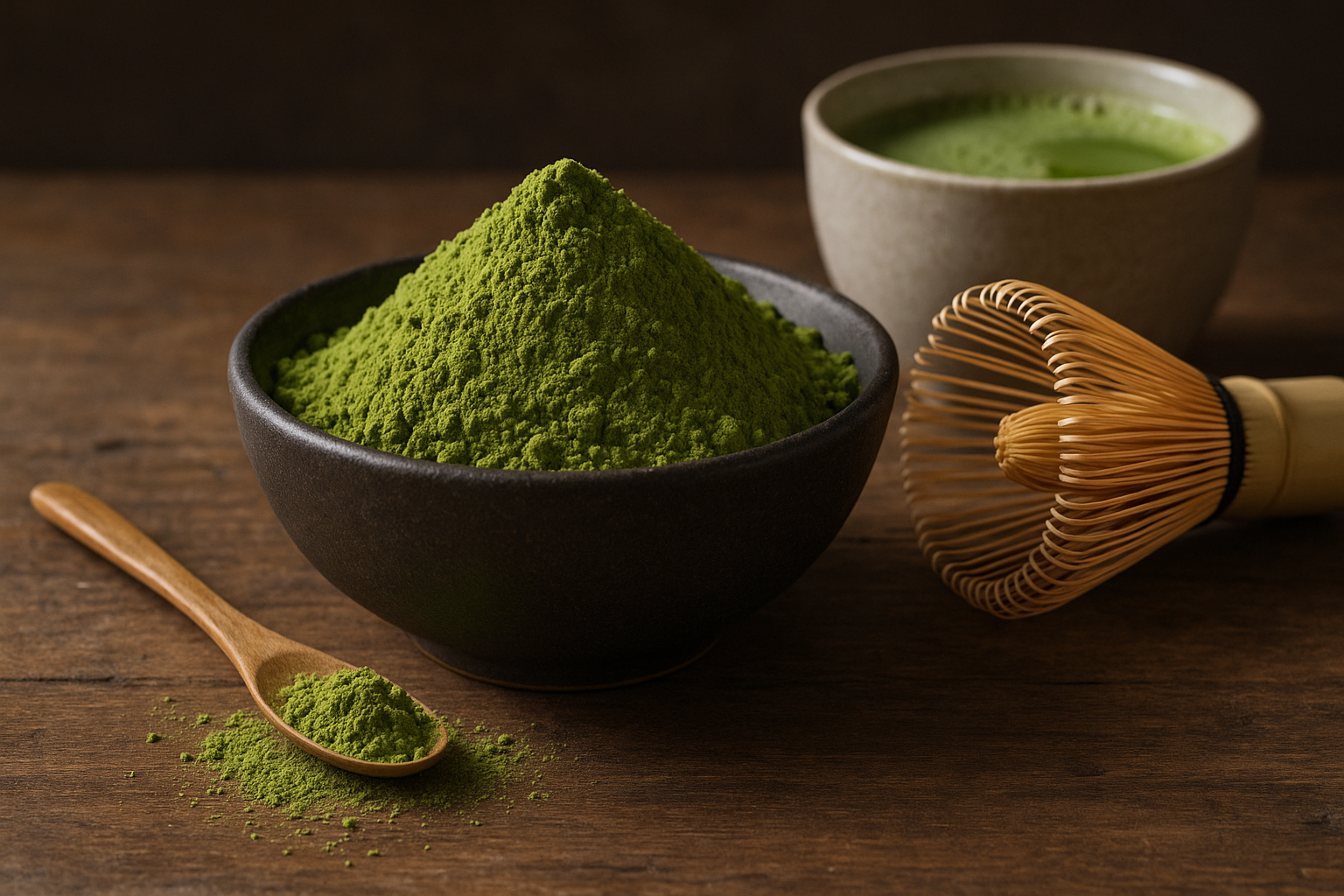 Illustration af matcha green tea powder