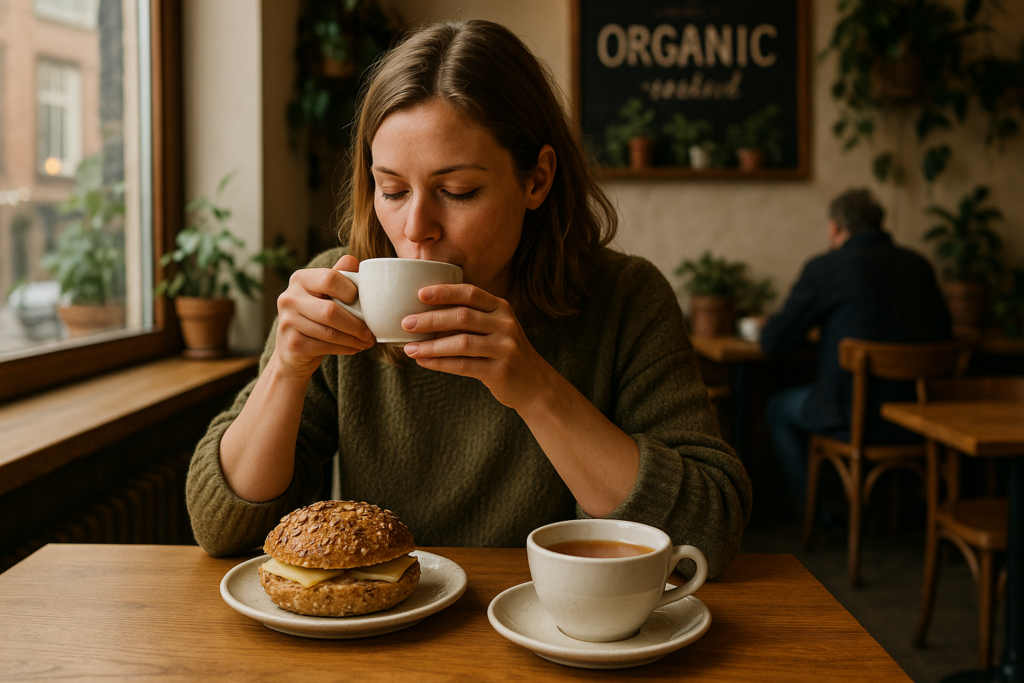Illustration af økologisk cafe århus